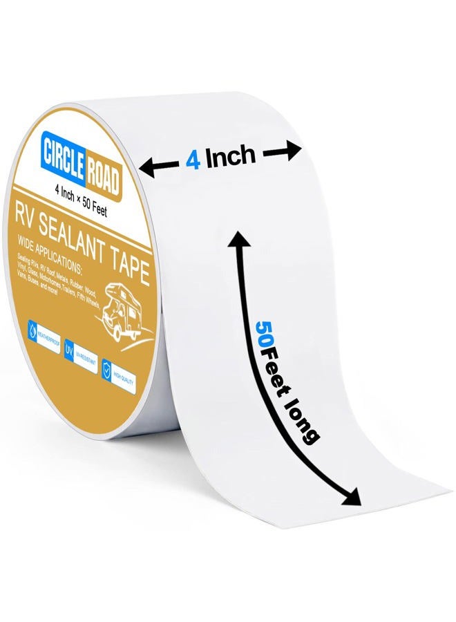 CircleRoad RV Roof Tape White, 4 Inch X 50 Feet RV Repair Sealant Tape, Stop Camper Roof Leaks, UV-Resistant, Weatherproof and Durable for Camper, Trailer, Boat - Image 2