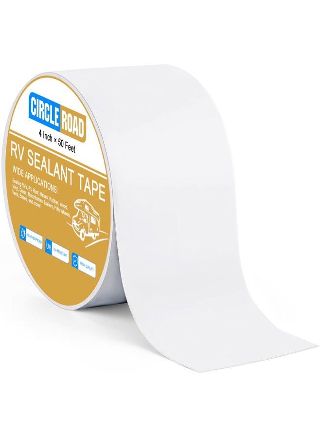 CircleRoad RV Roof Tape White, 4 Inch X 50 Feet RV Repair Sealant Tape, Stop Camper Roof Leaks, UV-Resistant, Weatherproof and Durable for Camper, Trailer, Boat - Image 1