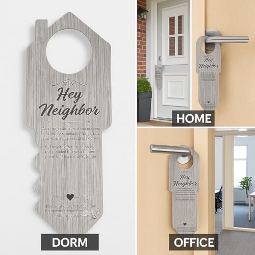 TYNUOCN Hey Neighbor Real Estate Door Hangers with Business Card Slot, 50 Pack Open House Realtor Door Hangers for Real Estate Agents, Marketing Supplies 3.5 x 8.7 Inch - Image 4