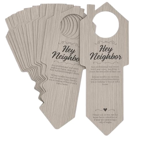 TYNUOCN Hey Neighbor Real Estate Door Hangers with Business Card Slot, 50 Pack Open House Realtor Door Hangers for Real Estate Agents, Marketing Supplies 3.5 x 8.7 Inch - Image 1