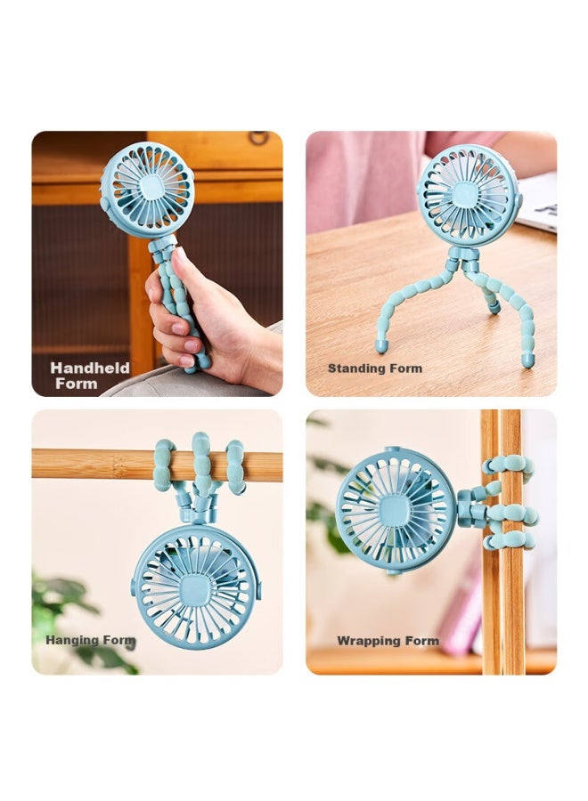 Hboalg Hui Baolong Baby Stroller Fan, Small Portable Fan For Carriages, Gentle Breeze, Rechargeable Octopus-shaped Fan, Quiet Mini Bedside Fan For Children, White - Image 2
