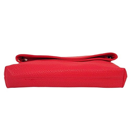 JNB Faux Leather Oversize Foldover Clutch, Red - Image 4