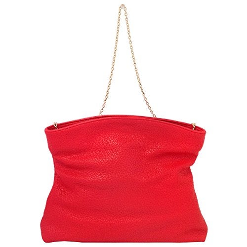JNB Faux Leather Oversize Foldover Clutch, Red - Image 5
