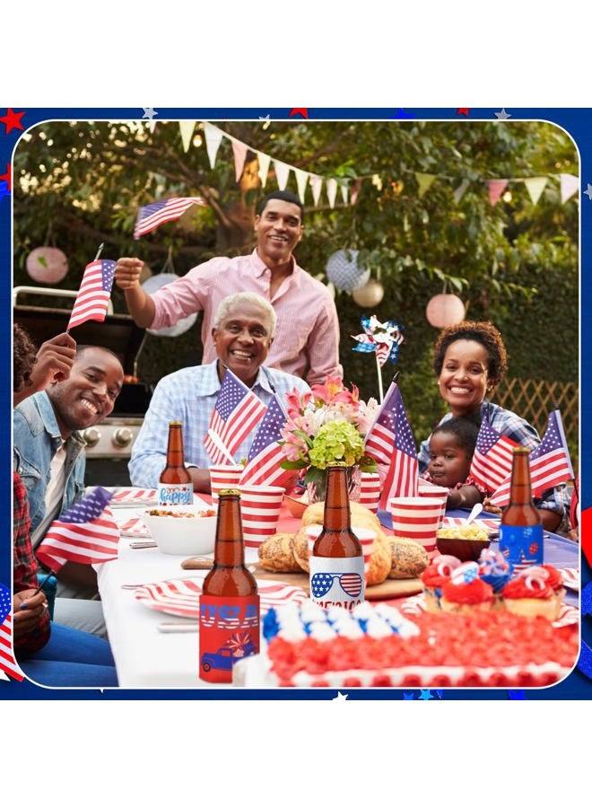Pickmesh 12 Packs 4th of July Can Cooler Sleeve Tropical Independence Day Beer Can Covers Neoprene Can Cooler Bulk for Beer Beverages Cans Patriotic Party Memorial Day Decorations Supplies - Image 4
