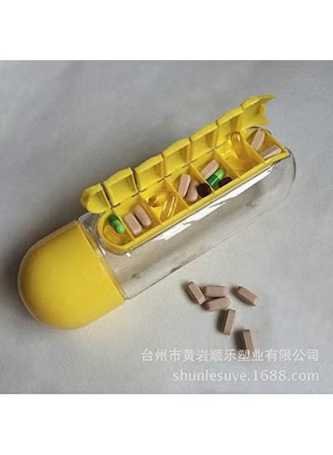 ACLIX 2 In 1 Sport Water Bottle With 7 Grids Daily Pill Box Organizer Traveling Medicine Organizer Drinking Bottle Red 600ml - Image 2