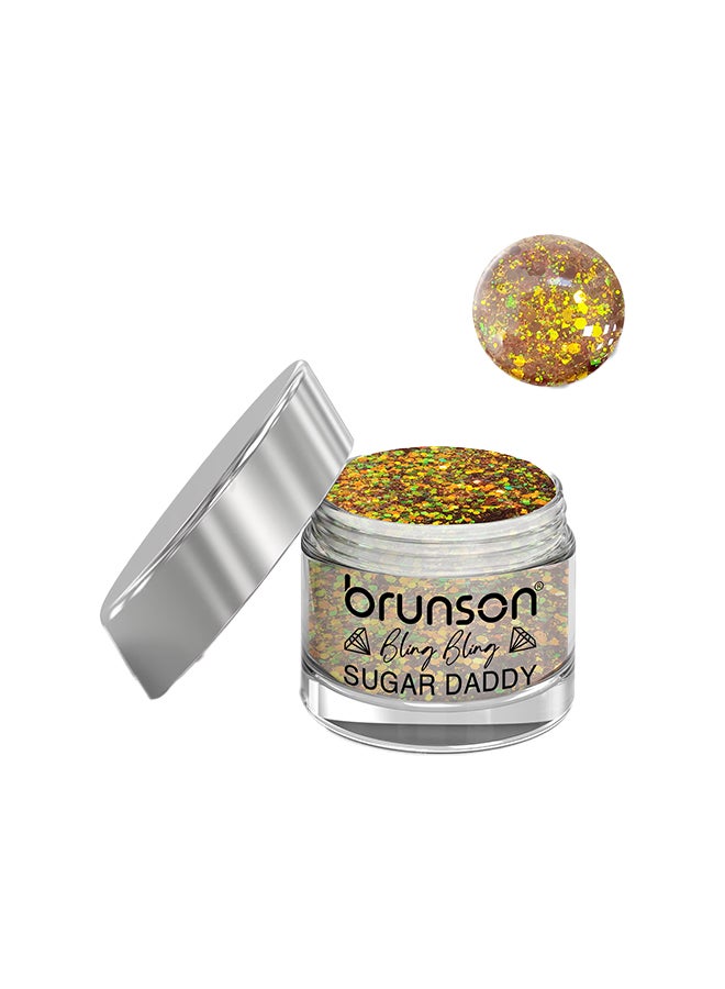 brunson Acrylic Nail Powder DIP And Buff System, Sugar Daddy Glittered 30ml BDBS08
