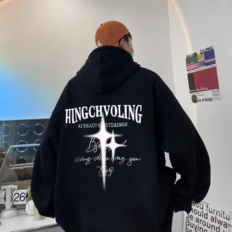 Mens Hoodie Oversize Autumn Winter High-End Streetwear Loose Jacket White conventional  - Image 4