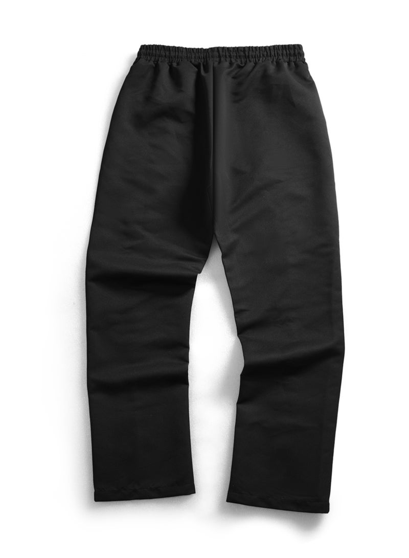 Men's Black Straight Leg Trousers Center Crease Loose Fit Casual Dress Pants - Image 3