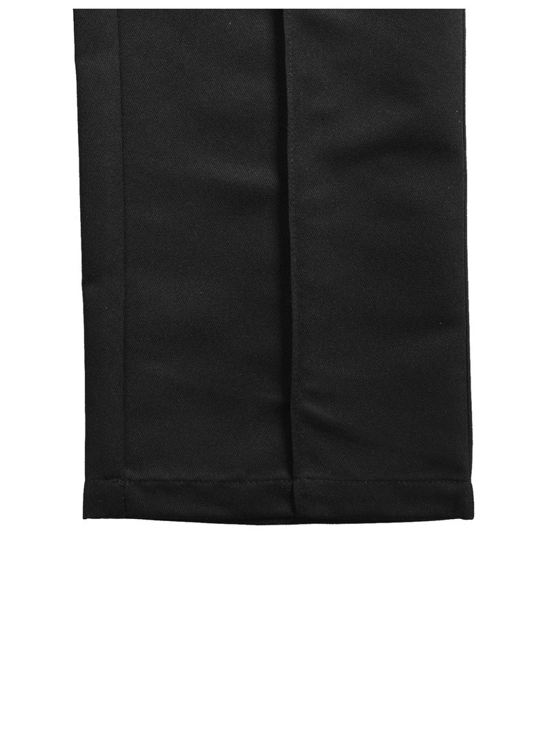 Men's Black Straight Leg Trousers Center Crease Loose Fit Casual Dress Pants - Image 5