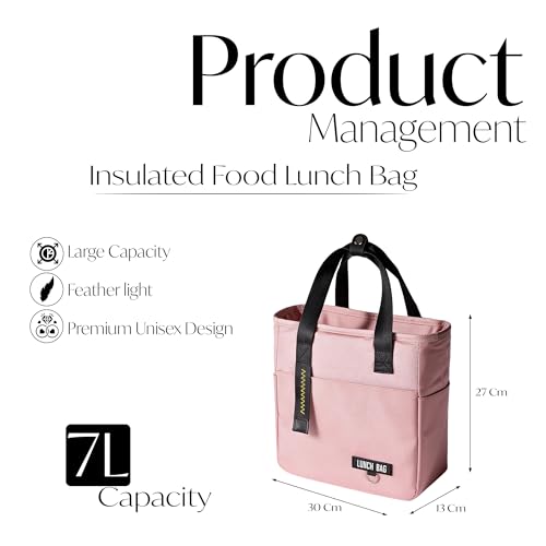 RarePicks Insulated Lunch Bag for Office Men, Women | Tiffin Bag with Bottle Space | Tiffin Carry Bag for Office Hot & Cold Food Storage Pouch | Lunch Box Cover for Work, School & Travel | Pink | - Image 2