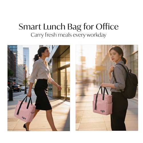 RarePicks Insulated Lunch Bag for Office Men, Women | Tiffin Bag with Bottle Space | Tiffin Carry Bag for Office Hot & Cold Food Storage Pouch | Lunch Box Cover for Work, School & Travel | Pink | - Image 5