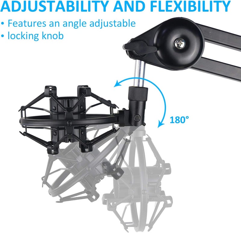 SUNMON Q2U USB/XLR Microphone Shock Mount Holder for Reduces Vibration and Noise, Suitable for Samson Q2U USB/XLR Dynamic Mic - Image 5