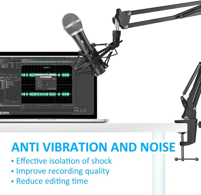SUNMON Q2U USB/XLR Microphone Shock Mount Holder for Reduces Vibration and Noise, Suitable for Samson Q2U USB/XLR Dynamic Mic - Image 3