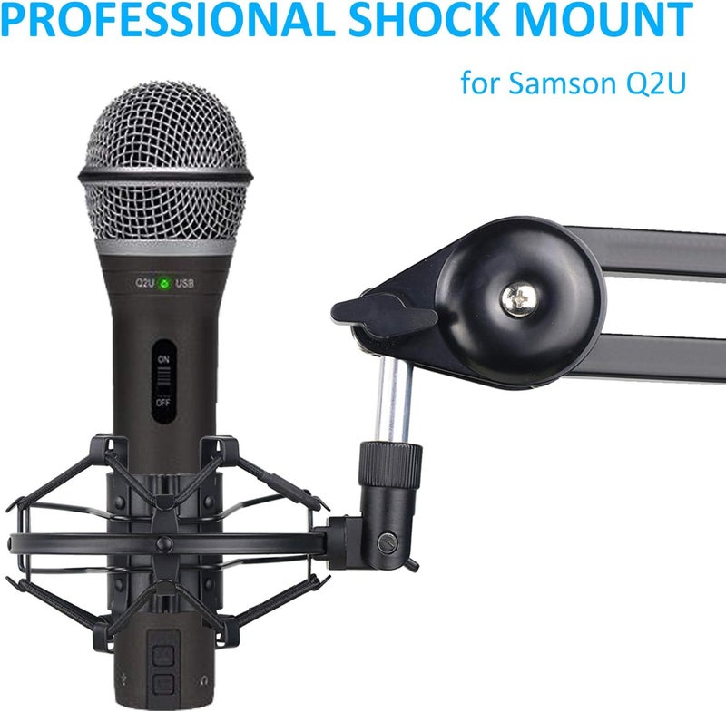 SUNMON Q2U USB/XLR Microphone Shock Mount Holder for Reduces Vibration and Noise, Suitable for Samson Q2U USB/XLR Dynamic Mic - Image 2