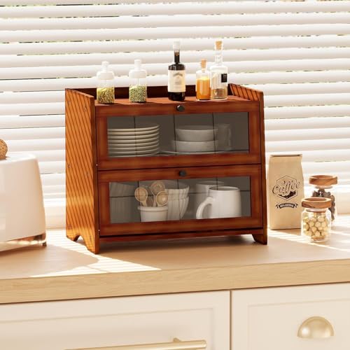 BAMBANG Bread Box for Kitchen Countertop, Extra Large Bamboo Bread Storage Container for Homemade Bread, Double Layer Sourdough Breadox, Bread Bin Organizer for Counter Cabinet Pantry, Brown - Image 5