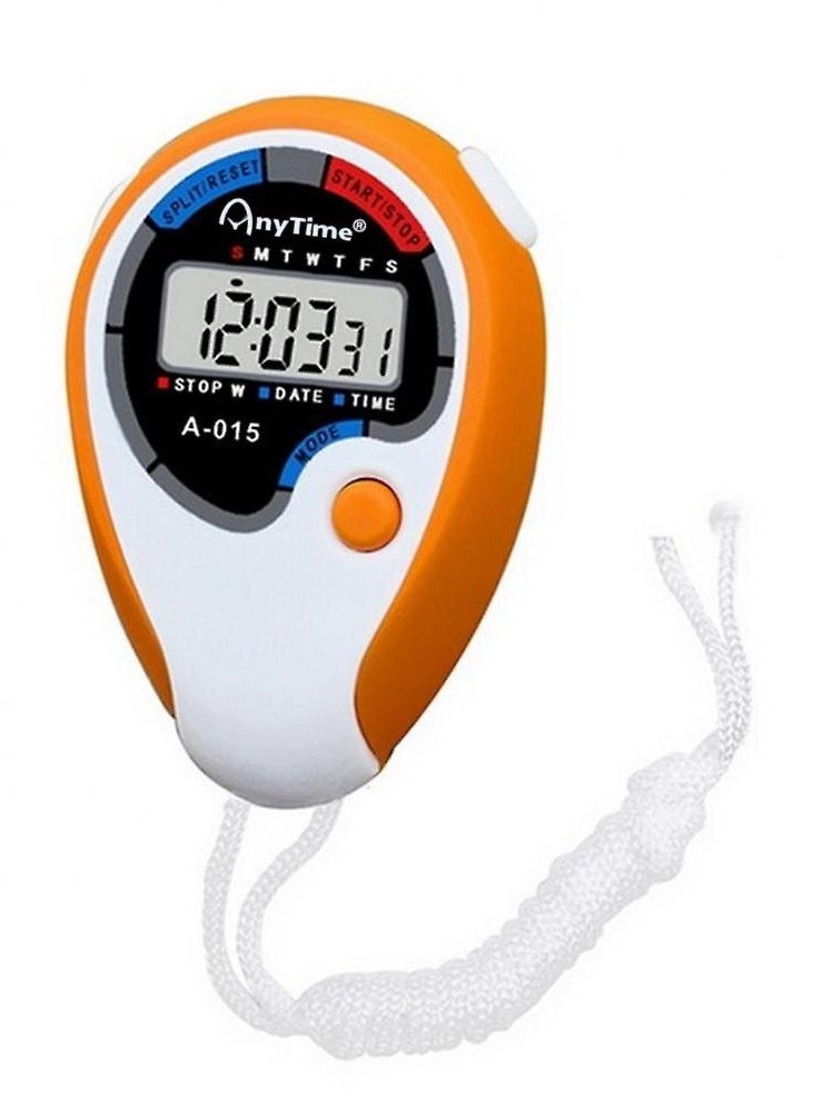 ANYTIME - A-015 Stopwatch Handheld Electronic Digital LCD With Date Time And Alarm, Orange - Image 1