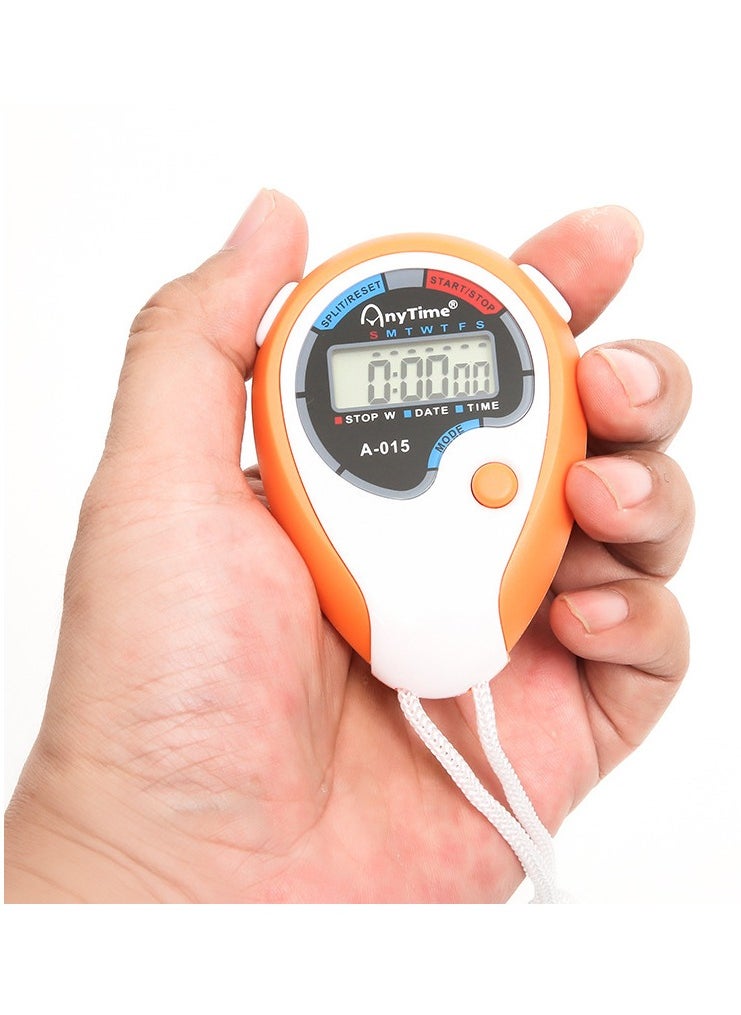 ANYTIME - A-015 Stopwatch Handheld Electronic Digital LCD With Date Time And Alarm, Orange - Image 1