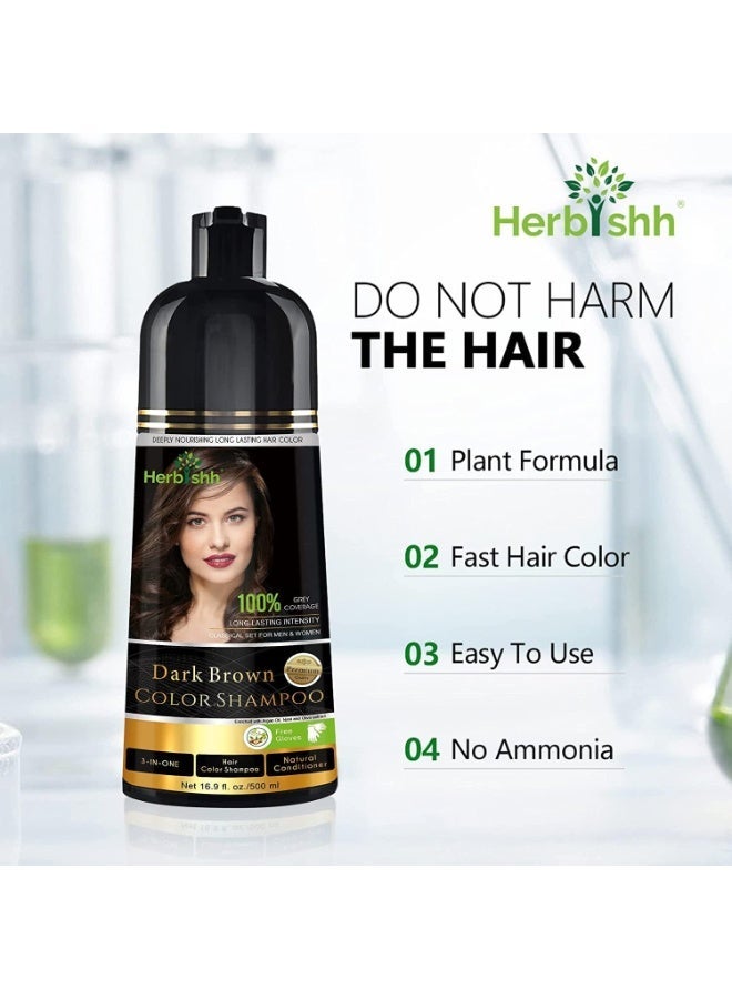 Herbishh Combo Pack - 2Pcs Dark Brown Hair Color Shampoo 500 ml & 1Pc Argan Intense Hair Mask 150 ml - Image 4