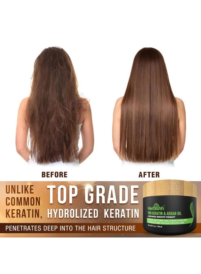 Herbishh Combo Pack - 2Pcs Dark Brown Hair Color Shampoo 500 ml & 1Pc Argan Intense Hair Mask 150 ml - Image 2