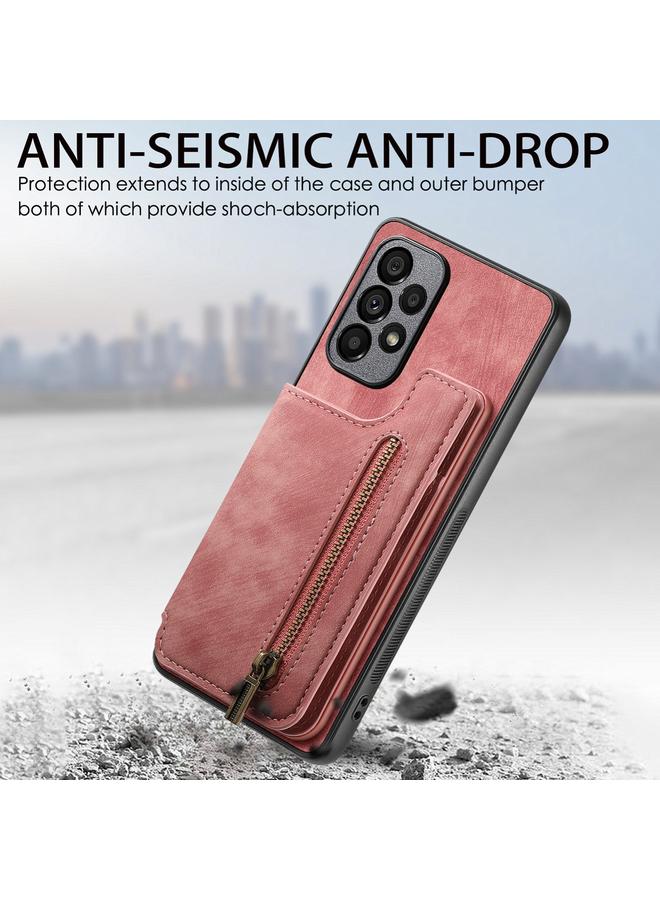 S-TOP Case For Samsung Galaxy A71 Retro Leather Zipper Wallet Back Phone Case - Image 4