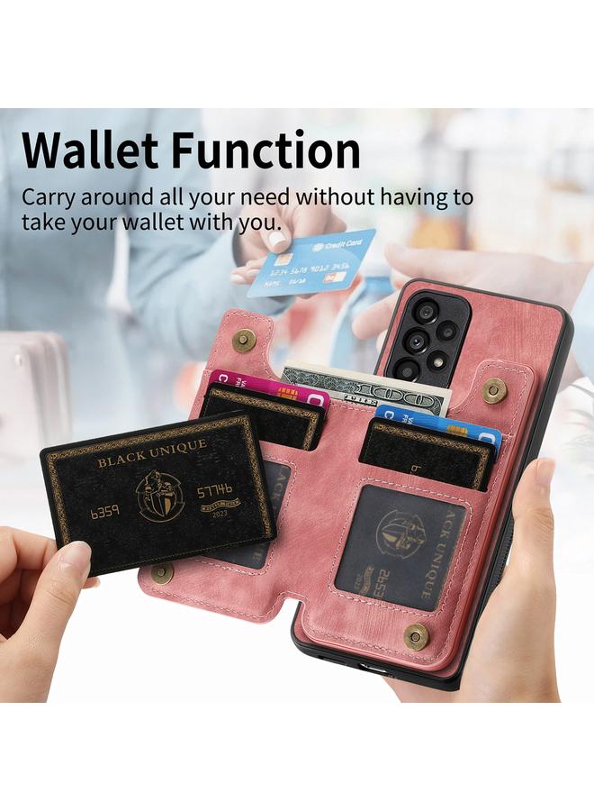 S-TOP Case For Samsung Galaxy A71 Retro Leather Zipper Wallet Back Phone Case - Image 5