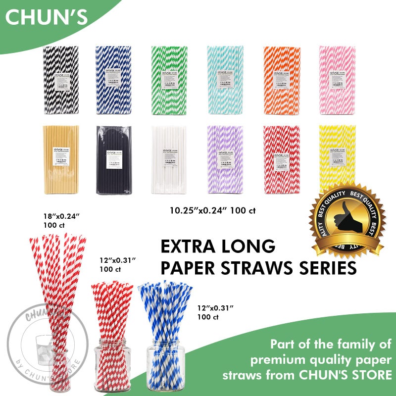 chunspak Orange Striped Paper Drinking Straws  10.25 Inch Long  100 Counts - for Tall Drinks  Halloween Party - Eco Friendly - Image 4