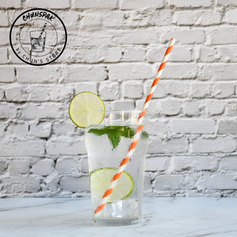 chunspak Orange Striped Paper Drinking Straws  10.25 Inch Long  100 Counts - for Tall Drinks  Halloween Party - Eco Friendly - Image 2
