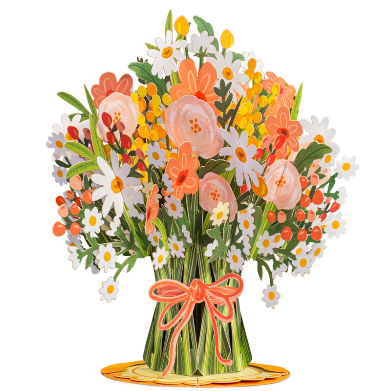 Paper Love 3D Daisy Delight Flower Bouquet Pop Up Card with Forever Keepsake Gift for Birthday Wedding Anniversary Graduation Get Well Thank You Mothers Day Valentines Day All Occasion Oversized 10 x 7 Cards with Envelope and Note Card - Image 2
