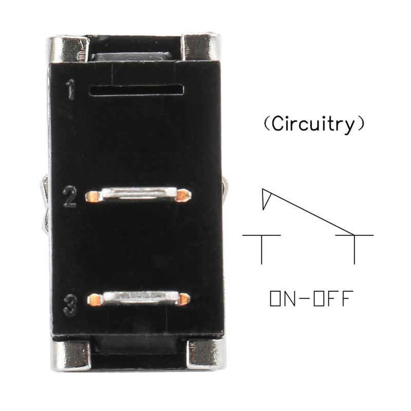 Heschen مفتاح تبديل معدني من هيشن ( Metal Toggle Switch)، نوع “فليك فليب” (Flick Flip)، بجهد 12 فولت وقدرة تصل إلى 25 أمبير، من نوع SPST (Single-Pole Single-Throw)، يعمل على تشغيل/إيقاف التيار الكهربائي، يحتوي على موضعين ودبوسين، مخصص لإضاءة لوحة القيادة في السيارة، ومزود بغطاء مقاوم للماء. - Image 4
