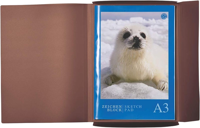 Herma Elastic Folder Translucent in Brown, A3, Sturdy Plastic, with 3 Inner Flaps, 1 Span Folder - Image 3
