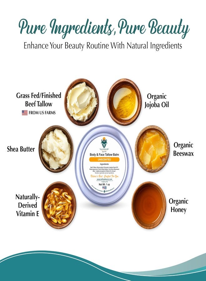 Tallowbourn Grass Fed Beef Tallow Balm for Face and Body with Shea Butter, Organic Jojoba Oil, Honey, and Beeswax – Beef Tallow for Skin – Unscented Balm – 1 oz - Image 3