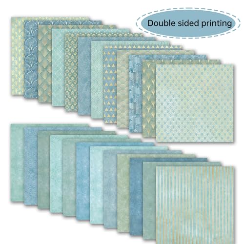 MIATTCLD Scrapbook Paper 12x12 Inch Double Sided Patterned Paper for Scrapbooking, 24 Sheets/24 Designs Blue Decorative Craft Papers for Junk Journals DIY Cards Album Decoration - Image 4