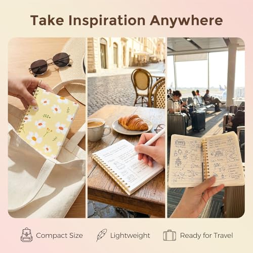BOOKNOW 4PCS Mini Spiral Notebooks, A6 Small Line College Ruled Pocket Notepads Cute Flower Hardcover Notebooks for Girls Women Gift School Office Journals Supplies, 4.1x 5.8 Inch, 640 Pages - Image 4