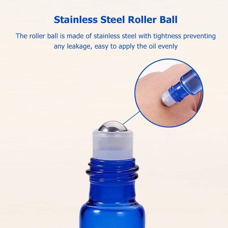 BENECREAT 30 x 10 ml Cobalt Blue Glass Roller Bottles with Stainless Steel Balls, 10 x Pipettes and 4 x Funnel for Oils - Image 5