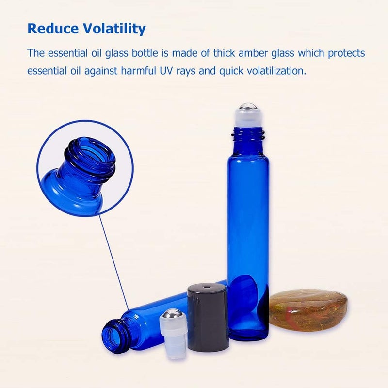 BENECREAT 30 x 10 ml Cobalt Blue Glass Roller Bottles with Stainless Steel Balls, 10 x Pipettes and 4 x Funnel for Oils - Image 4