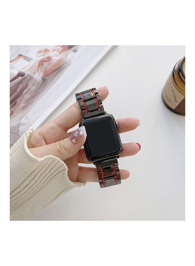 NIBEMINENT Replacement Watchband For Apple Watch Black / Red - Image 2