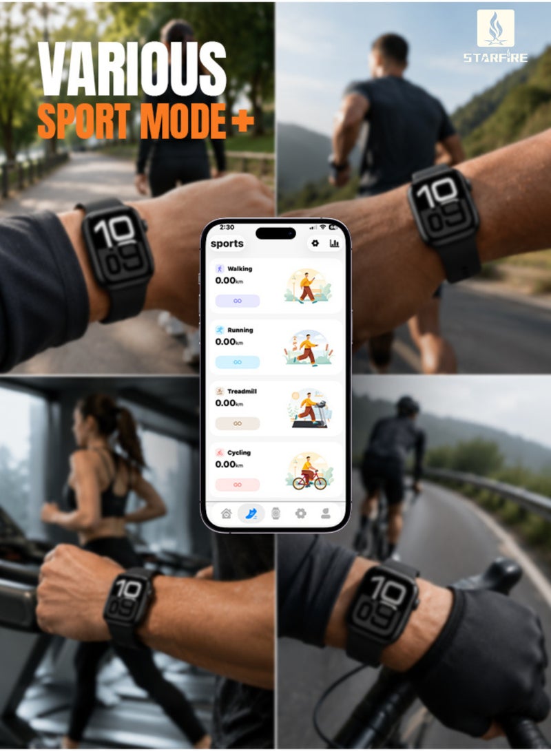 Starfire Smart Watch with Bluetooth Calling, NFC & Heart Rate Monitor, 2.01” Full Touch HD Display, IP65 Water Resistant, Wireless Charging, Alarm, Find Device, 2 Easy Detachable straps - Image 2