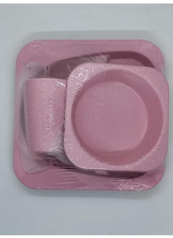 Generic A set of divided plates for children, consisting of 5 pieces of children's tableware, made of healthy and safe natural materials, BPA-free, hot and cold food (plain (pink))  - Image 1