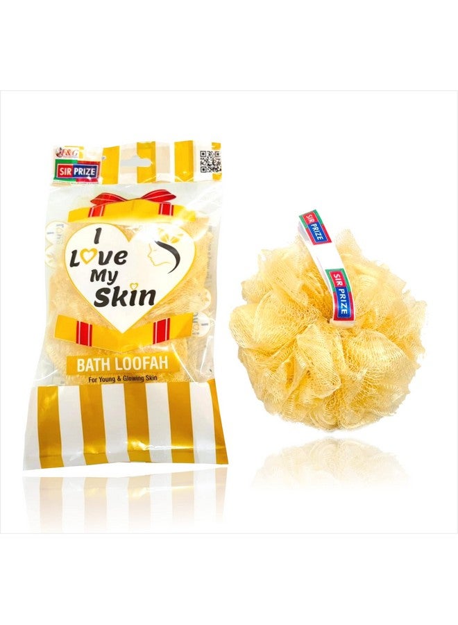SIR PRIZE - Bath Sponge Round Loofah For Women & Men - Soft & Fluffy With Multiple Layers of Fibrous Matrix For A Fun Shower Time | Scrub off Dead Skin, Soft Mesh, Skin Friendly (Golden) PACK OF 2 - Image 1