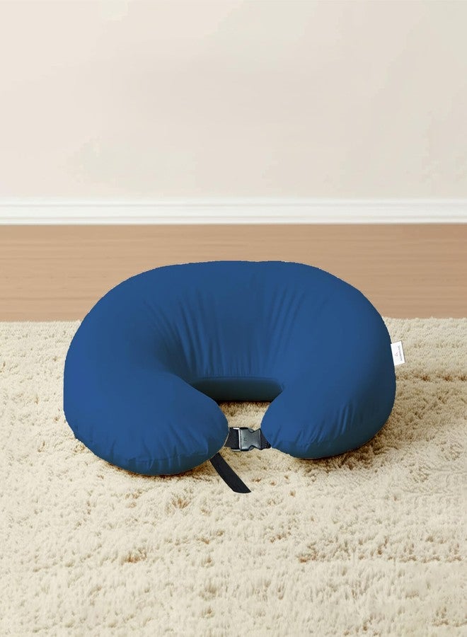 ADMIRAE 5in1 Baby Feeding Pillow with 100% Cotton Removable Cover | Breastfeeding & Bottle Feeding Support Cushion for Newborns & Moms | Nursing Pillow with Belt, Hoop & Utility Pocket - Blue Velvet - Image 1