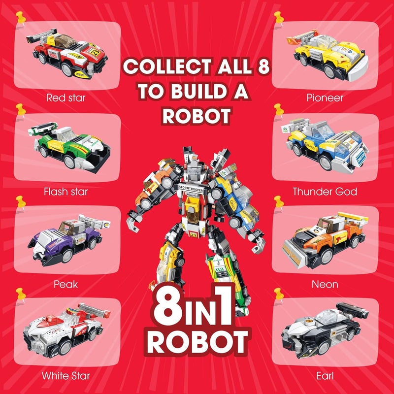 ThinkerPlace 8-in-1 Super Racing Car Sharp Peak (98 Pieces) | Learn About Speed | Building Block Set for Kids Age 6+ | STEM Educational Toy | Build, Collect & Create Robot | Science & Learning Toy - Image 4
