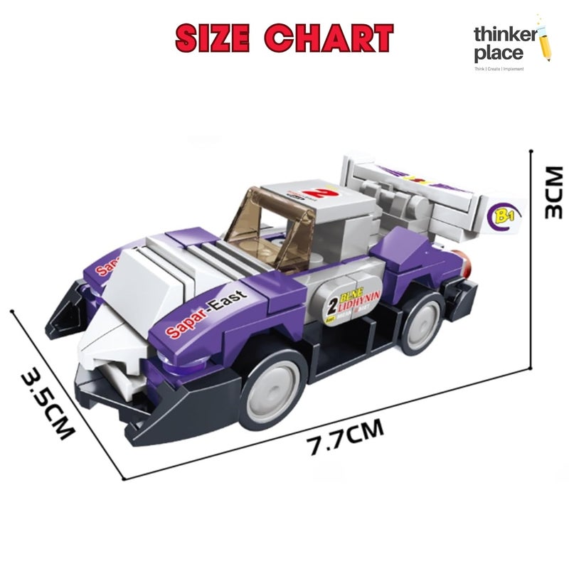 ThinkerPlace 8-in-1 Super Racing Car Sharp Peak (98 Pieces) | Learn About Speed | Building Block Set for Kids Age 6+ | STEM Educational Toy | Build, Collect & Create Robot | Science & Learning Toy - Image 5