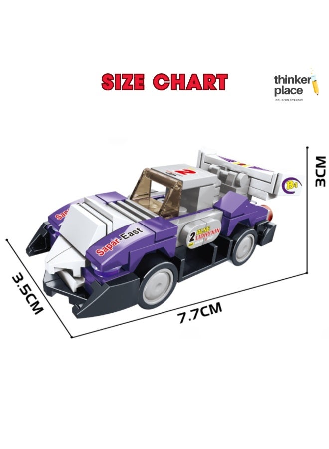 ThinkerPlace 8-in-1 Super Racing Car Sharp Peak (98 Pieces) | Learn About Speed | Building Block Set for Kids Age 7+ | STEM Educational Toy | Build, Collect & Create Robot | Science & Learning Toy - Image 4