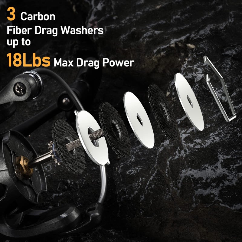 Dr.Fish Gryphon Spinning Reel, Light Weight Fishing Reels Graphite Body, Ultra Smooth 9+1 Stainless BBS, 18Lb Max Drag, Aluminum Spool Size 2000 Crappie Bass Freshwater - Image 2
