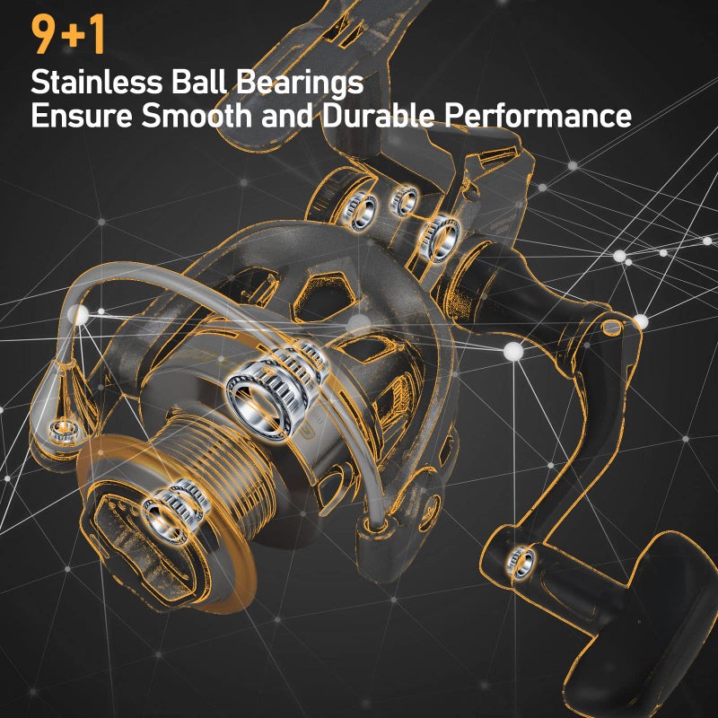 Dr.Fish Gryphon Spinning Reel, Light Weight Fishing Reels Graphite Body, Ultra Smooth 9+1 Stainless BBS, 18Lb Max Drag, Aluminum Spool Size 2000 Crappie Bass Freshwater - Image 4