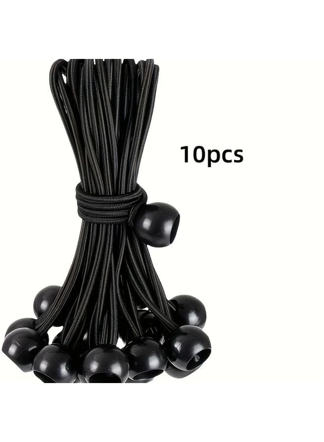 10pcs Heavy Duty Nylon Elastic Rope With Ball Tent Tie Down Camping Cargo - Image 1