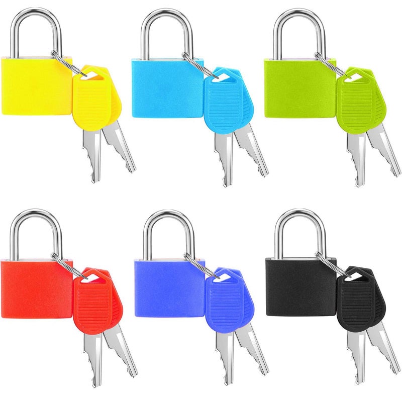 QIOOLEEO Luggage Locks with Keys, 6 Pack Mini Padlocks for Travel, Small Metal Locks for Suitcases, Backpacks, Lockers - Multicolor - Image 1