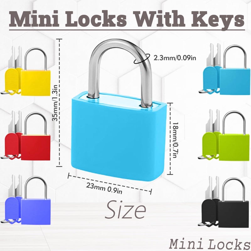 QIOOLEEO Luggage Locks with Keys, 6 Pack Mini Padlocks for Travel, Small Metal Locks for Suitcases, Backpacks, Lockers - Multicolor - Image 2