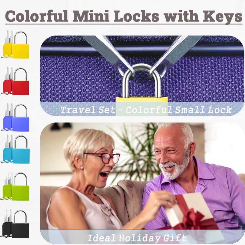 QIOOLEEO Luggage Locks with Keys, 6 Pack Mini Padlocks for Travel, Small Metal Locks for Suitcases, Backpacks, Lockers - Multicolor - Image 5