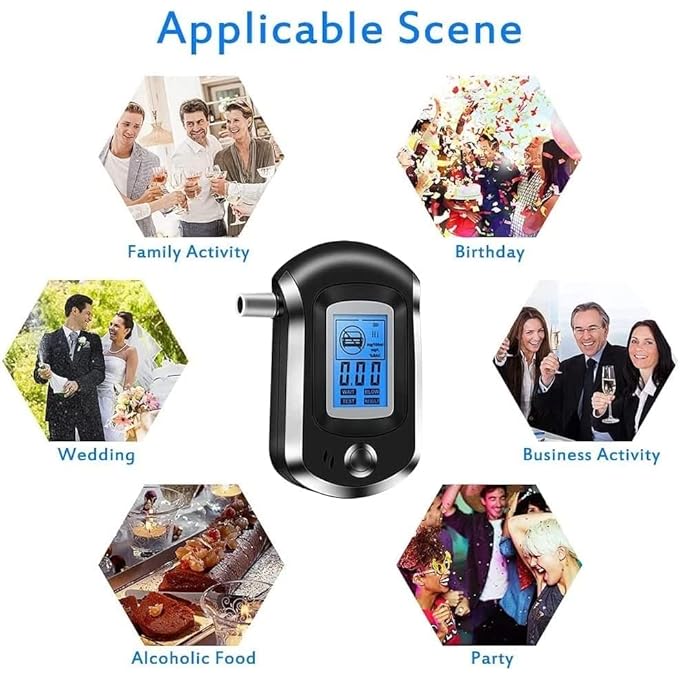 rayihni Breathalyzer & Alcohol Tester with 20 Mouthpieces, Alcohol Breathalyzer LCD Display Digital Fast, High Accuracy Alcohol Detector - Image 3